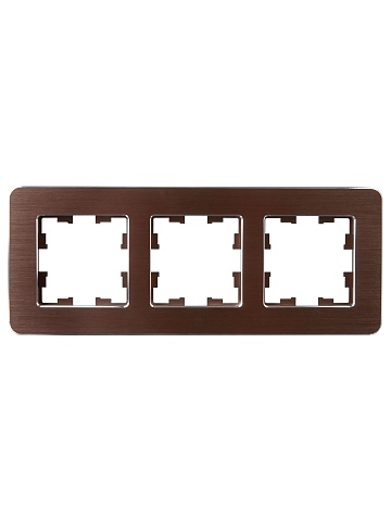 IEK BRITE DECOR Коричневый металл. скругл.угол Рамка 3-мест. РУ-3-1-Бр RE AL