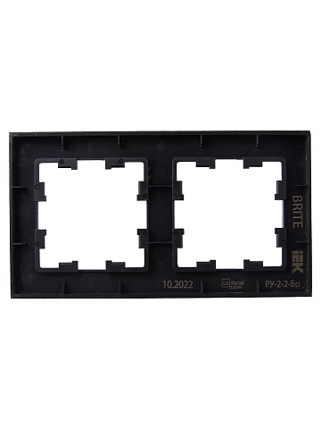 IEK BRITE DECOR Черный матовый стекло Рамка 2-м РУ-2-2-Бр