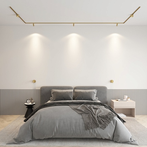 Denkirs DK5743-SB Светильник для трека SHINE SPOT со светодиодом, D70*H60, 48V DC, 8W, RA≥90, 3000K, IP20, сатинированная латунь, алюминий