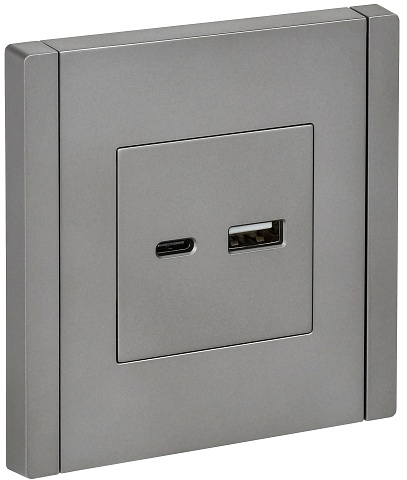 IEK FORTE&PIANO Сталь Розетка USB A+C 18Вт FP551