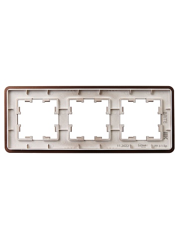 IEK BRITE DECOR Коричневый металл. скругл.угол Рамка 3-мест. РУ-3-1-Бр RE AL