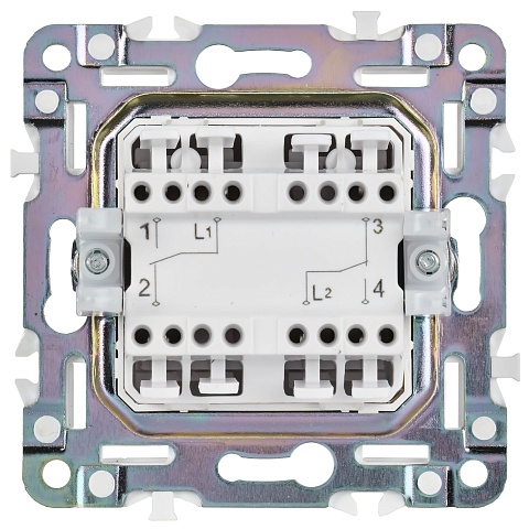 IEK SKANDY Серый Выключатель 2-клавишный проходной 10А SK-V05Gr