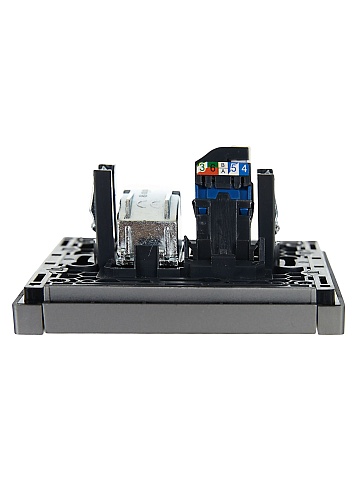 IEK FORTE&PIANO Сталь Розетка двойная TV+RJ45 кат.6 FP537