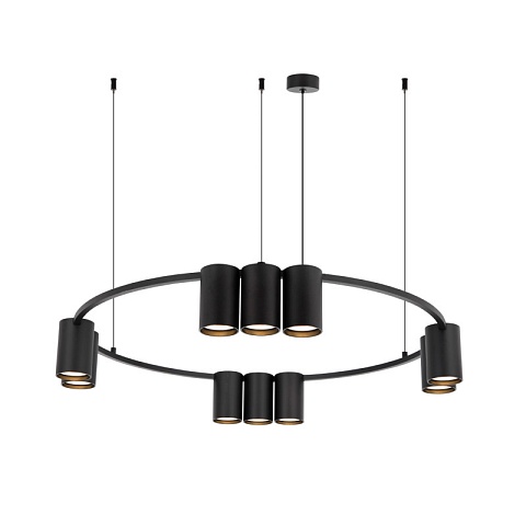 Denkirs DK4065-BK Подвесной светильник ORBIT, IP20, 10xGU10 LED до 15 Вт, черный матовый, алюминий
