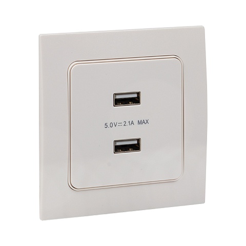 EKF PROxima Стокгольм Белый Розетка USB 2-ая, 2,1А
