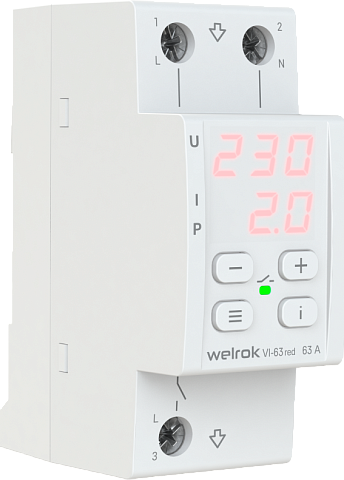 Welrok VI-63 red Реле напряжения 63 А max 80 A 13 900 ВА