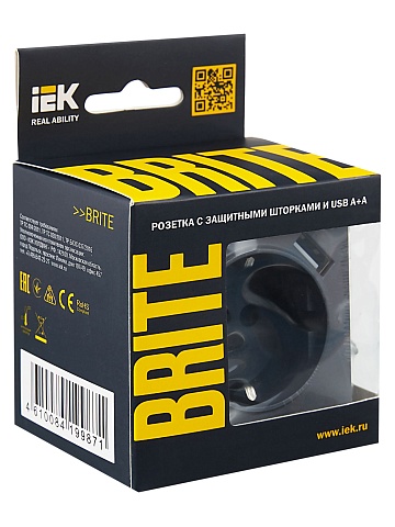 IEK BRITE Роз. с з/к/ш 16А с USB A+A 2,1А РЮш10-1-БрМ мар.