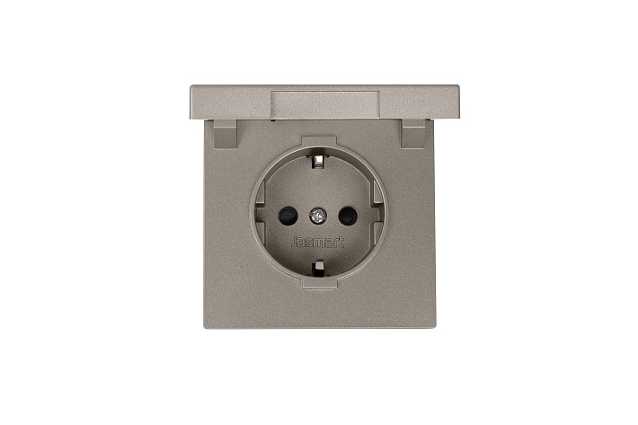 Jasmart FD Бронза Розетка с/з со шторками с крышкой 16A 250V~