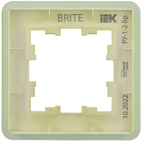 IEK BRITE DECOR Эко грин матовый стекло скругл.угол Рамка 1-мест. РУ-1-2-Бр RE