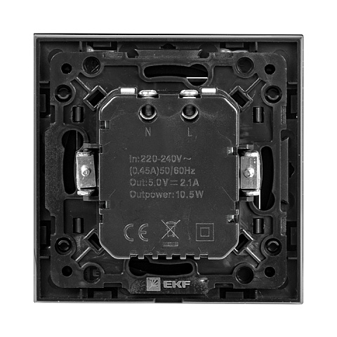 EKF PROxima Стокгольм Черный Розетка USB 2-ая, 2,1А