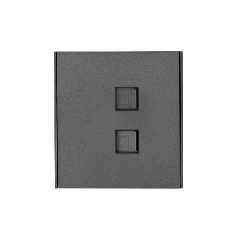 KRANZ STRONG Розетка компьютерная двойная RJ45+RJ45 кат6 с/у графит , с 1-пост. рамкой