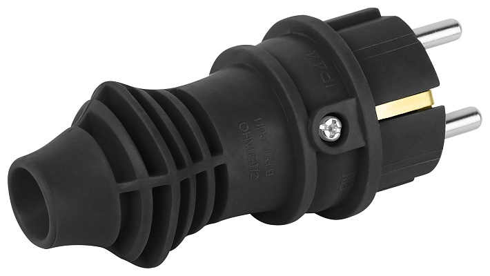 ЭРА Вилка VX13-B-IP44 каучуковая c заземлением 16А IP44 прямая черная