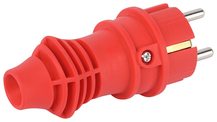 ЭРА Вилка VX13-R-IP44 каучуковая c заземлением 16А IP44 прямая красная
