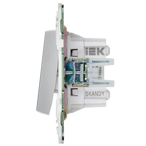 IEK SKANDY Серебряный Выключатель 2-клавишный перекрестный 10А SK-V06S