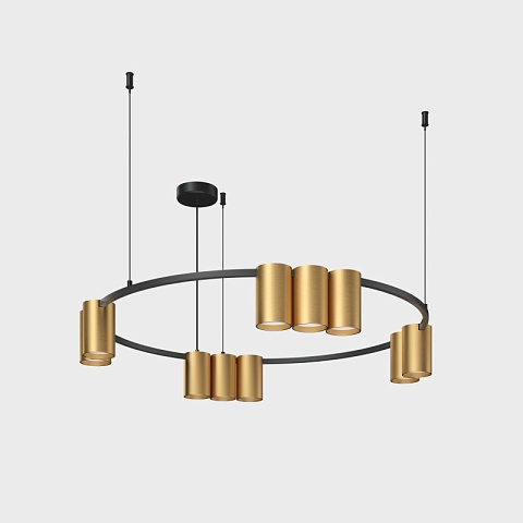 Denkirs DK4065-BK+SG Подвесной светильник ORBIT , IP20, 10xGU10 LED до 15 Вт, черный + сатинированное золото, алюминий