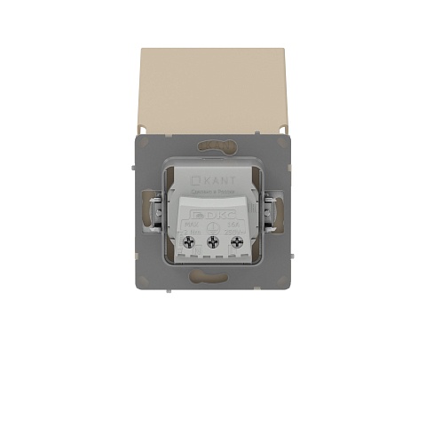 DKC KANT Розетка силовая, 2P+E, с з/ш, с крышкой, IP44, ванильный марципан