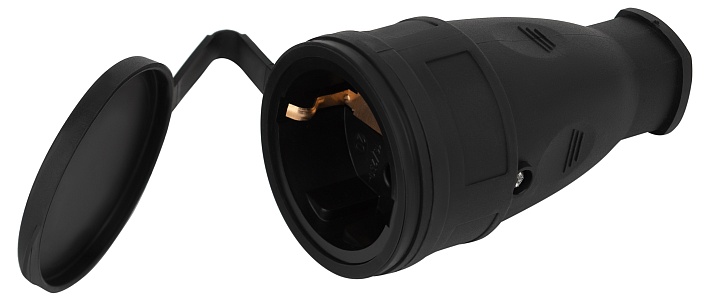 ЭРА Розетка RX10-B-IP44 каучуковая c заземлением 16А IP44 прямая черная