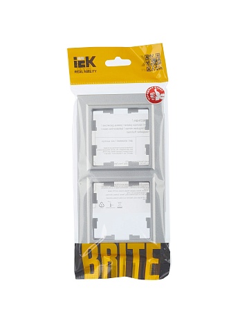 IEK BRITE Рамка 2-местная РУ-2-БрА алюминий