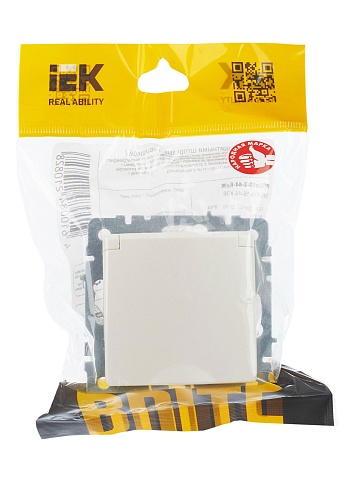 IEK BRITE Розетка 1-местная с заземлением с защитными шторками и крышкой 16А IP44 РСбш10-3-44-БрЖ жемчуг