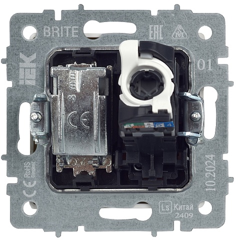 IEK BRITE Розетка двойная TV+RJ45 кат.5E РТВ/РК12-БрЧ черный