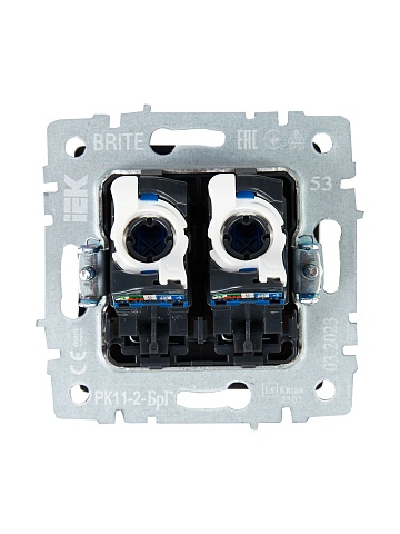 IEK BRITE BASE Графит Розетка комп. 2-ая RJ45 кат.6 РК11-2-БрГ