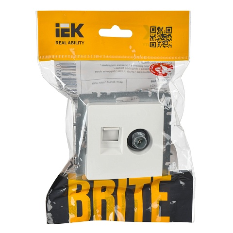 IEK BRITE Розетка двойная TV+RJ45 кат.5E РТВ/РК12-БрКр белый