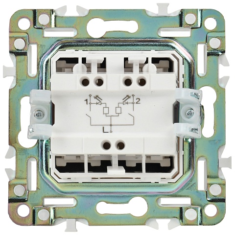 IEK SKANDY Черный Выключатель 2-клавишный проходной с индикацией 10А SK-V10Bl