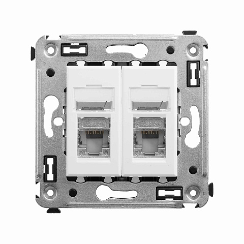 DKC Avanti Белое облако Компьютерная розетка RJ-45 двойная  категория 6 экранированная