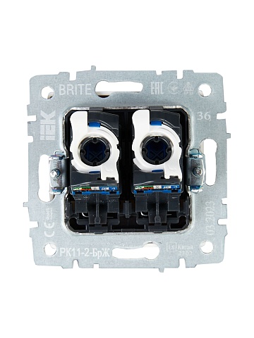 IEK BRITE BASE Жемчуг Розетка комп. 2-ая RJ45 кат.6 РК11-2-БрЖ
