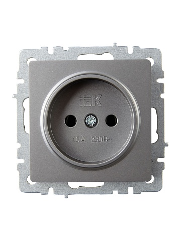 IEK BRITE Розетка 1-местная без заземления без защитных шторок 10А РС10-1-0-БрС сталь