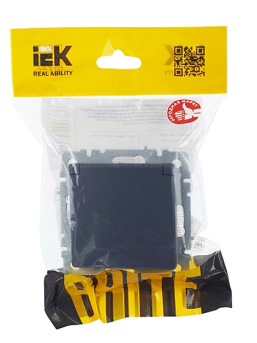 IEK BRITE Розетка 1-местная с заземлением с защитными шторками и крышкой 16А IP44 РСбш10-3-44-БрМ маренго