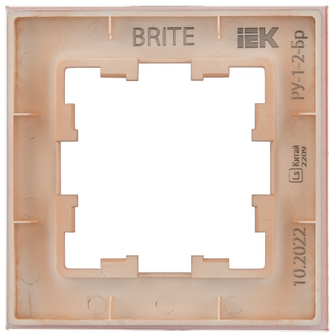 IEK BRITE DECOR Персик матовый стекло Рамка 1-мест. РУ-1-2-БрП