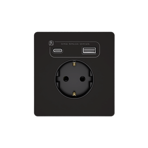 Systeme Electric Systeme Infinity Полярная ночь Розетка с заземлением со шт. с USB А+С 20Вт