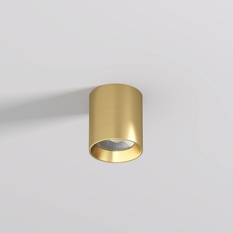 Denkirs DK2610-SB Накладной светильник SHINE TUBE со светодиодом, D70*H80, IP20, 3000К, 10W, RA≥90, сатинированная латунь, алюминий