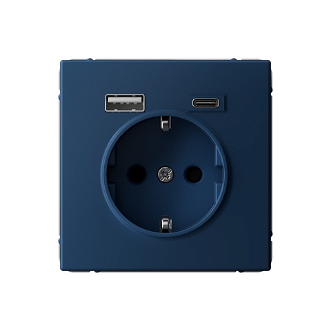 Systeme Electric ArtGallery Аквамарин Розетка 16А с 2 USB A+C, 5В/2,4А/3,0А, 2х5В/1,5А, механизм