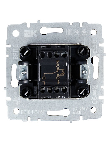 IEK BRITE BASE Графит Выключ. 1-кл. прох. с инд. 10А ВС10-1-7-БрГ