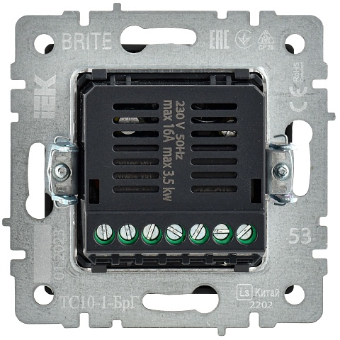 IEK BRITE BASE Графит Термостат электронный с инд. ТС10-1-БрГ (терморегулятор)