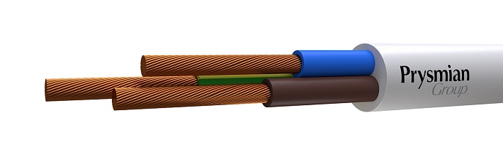 Кабель ПВС 3x6 мк (N, PE) (Белый РЭК-Prysmian)