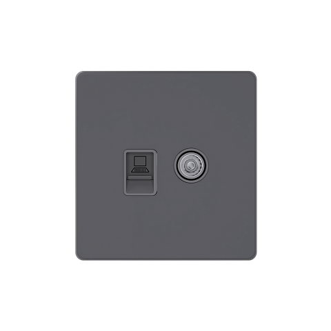 Systeme Electric Systeme Infinity Вулканический пепел Розетка информационная TV/FM и RJ-45 кат.5е