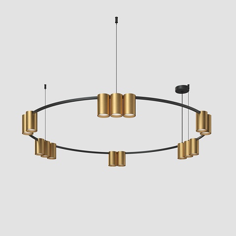 Denkirs DK4067-BK+SG Подвесной светильник ORBIT, IP20, 15xGU10 LED, до 15 Вт, черный + сатинированное золото, алюминий