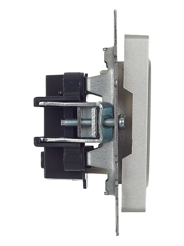IEK BRITE Розетка 1-местная без заземления без защитных шторок 10А РС10-1-0-БрА алюминий