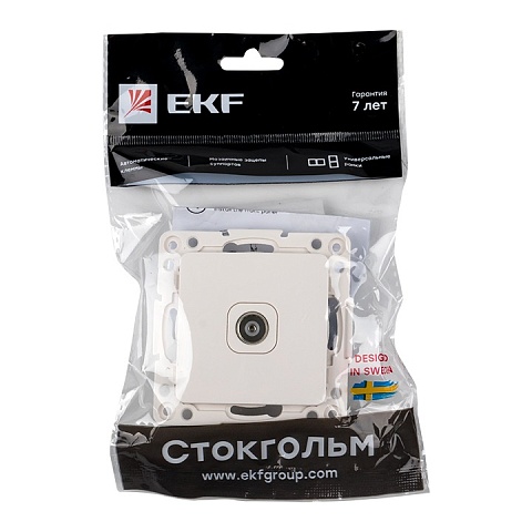 EKF PROxima Стокгольм Механизм Розетки TV 1-местной оконечной 10дБ-240МГц белый.