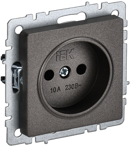 IEK BRITE Розетка 1-местная без заземления без защитных шторок 10А РС10-1-0-БрТБ темная бронза