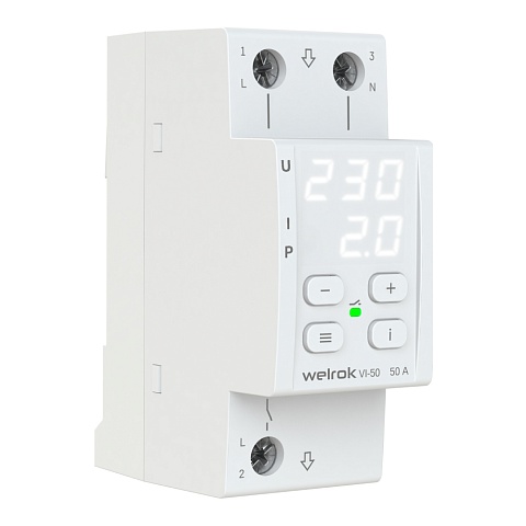 Welrok VI-50 Реле напряжения с контролем тока 50 А (max 60 A), 11 000 ВА