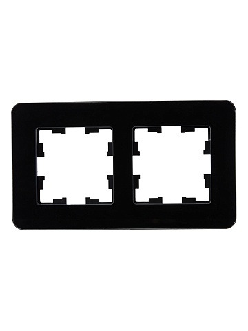 IEK BRITE DECOR Черный матовый стекло скругл.угол Рамка 2-мест. РУ-2-2-Бр RE
