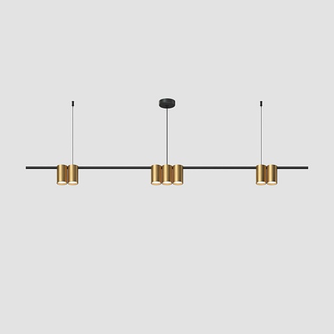 Denkirs DK4063-BK+SG Подвесной светильник ORBIT, IP20, 7xGU10 LED до 15 Вт, черный + сатинированное золото, алюминий