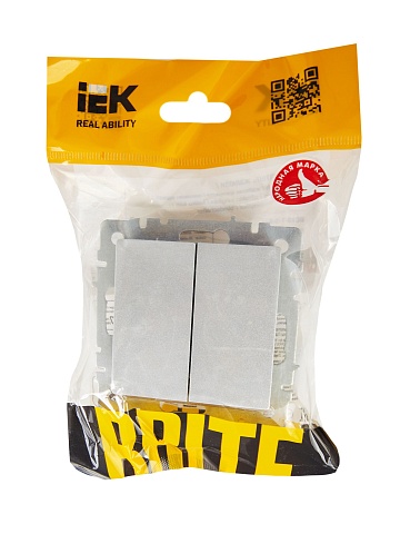 IEK BRITE Выключатель жалюзи 10А ВС10-1-5-БрА алюминий