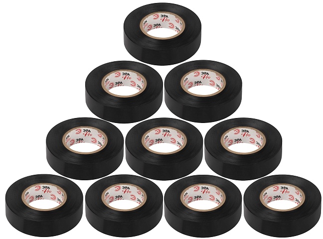Набор изолент ЭРА SET10-1925BLACK ПВХ 10 шт черная 19мм х 25м