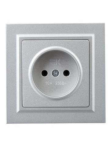 IEK BRITE BASE Алюминий Розетка без з/к/ш 10А в сб. РСР10-1-0-БрА