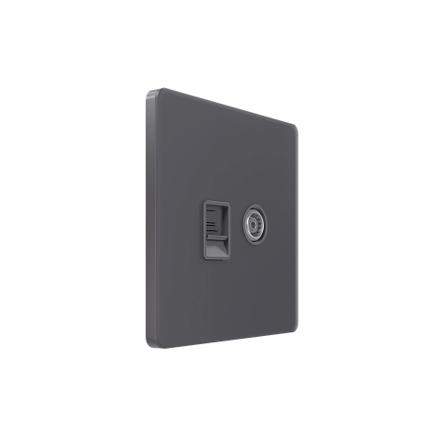 Systeme Electric Systeme Infinity Вулканический пепел Розетка информационная TV/FM и RJ-45 кат.5е